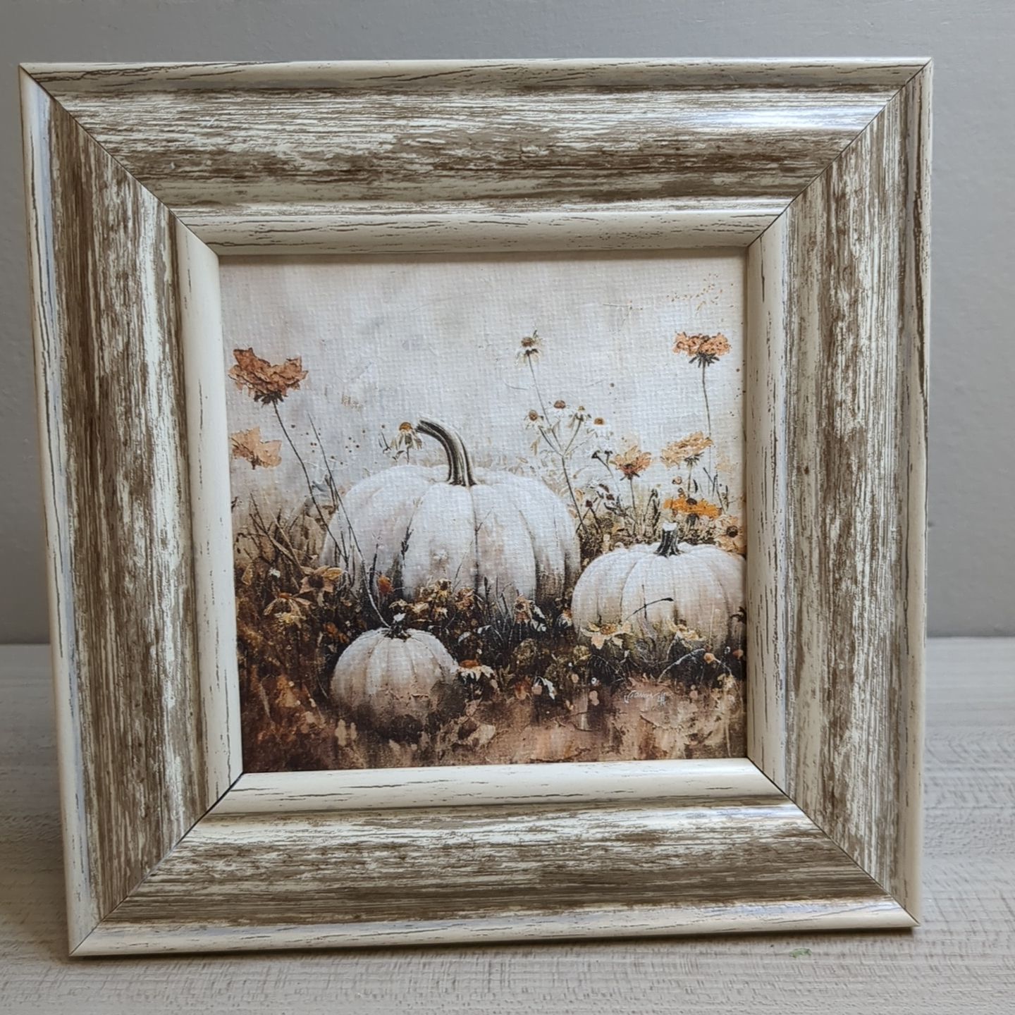 Fall Autumn Shelf Sitter Framed Sign Art Print Decor - Pumpkin