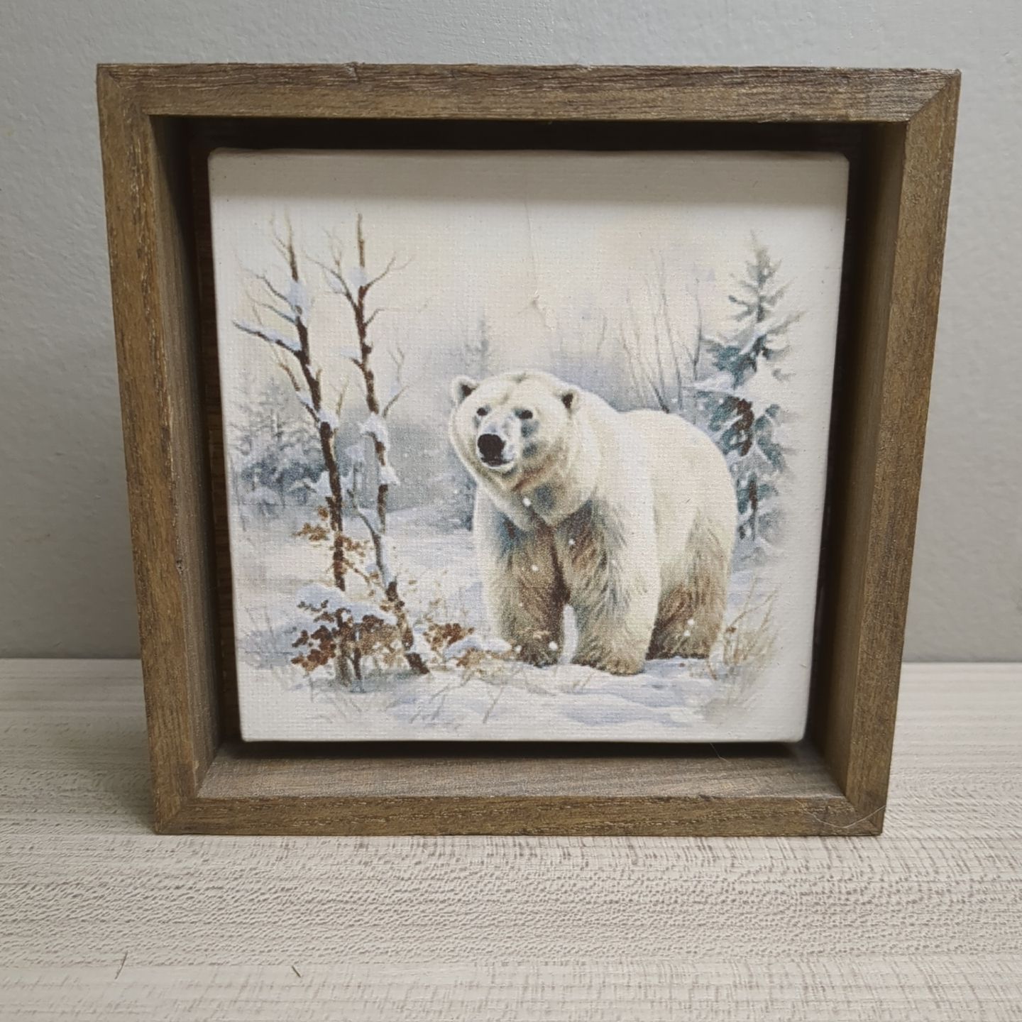 Christmas Winter Art Print Wall Decor Shelf Sitter - Polar Bear