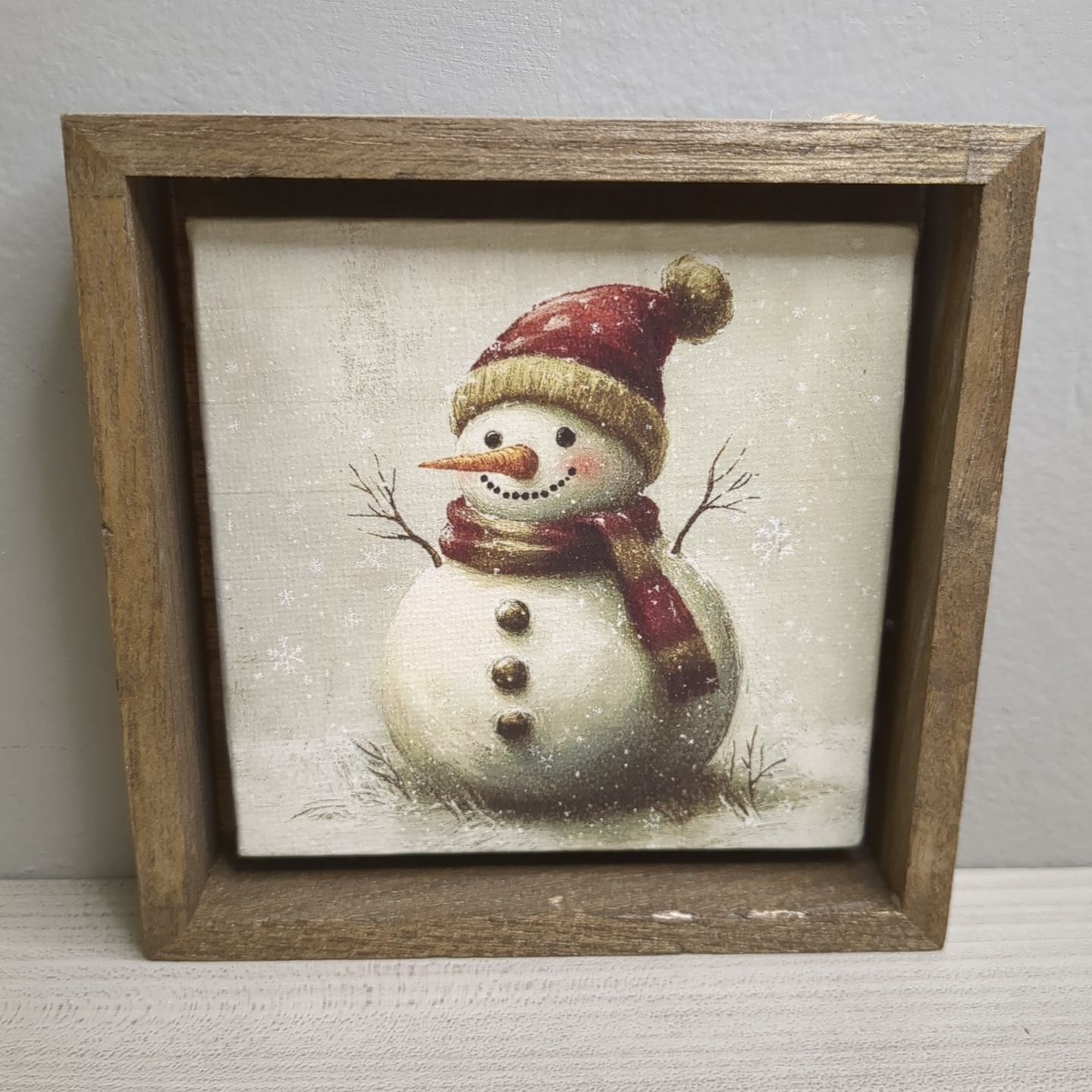 Christmas Winter Art Print Wall Decor Shelf Sitter - Snowman