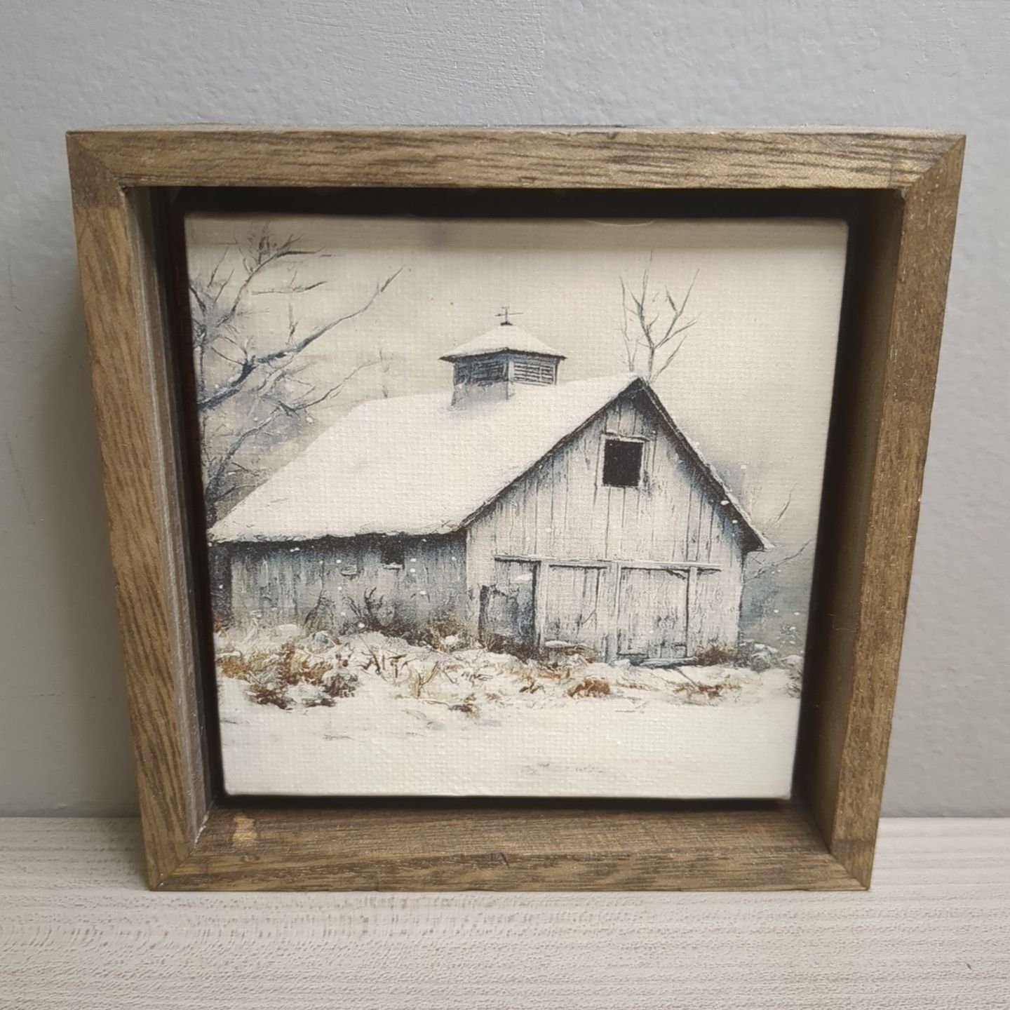 Christmas Winter Art Print Wall Decor Shelf Sitter - Winter Barn