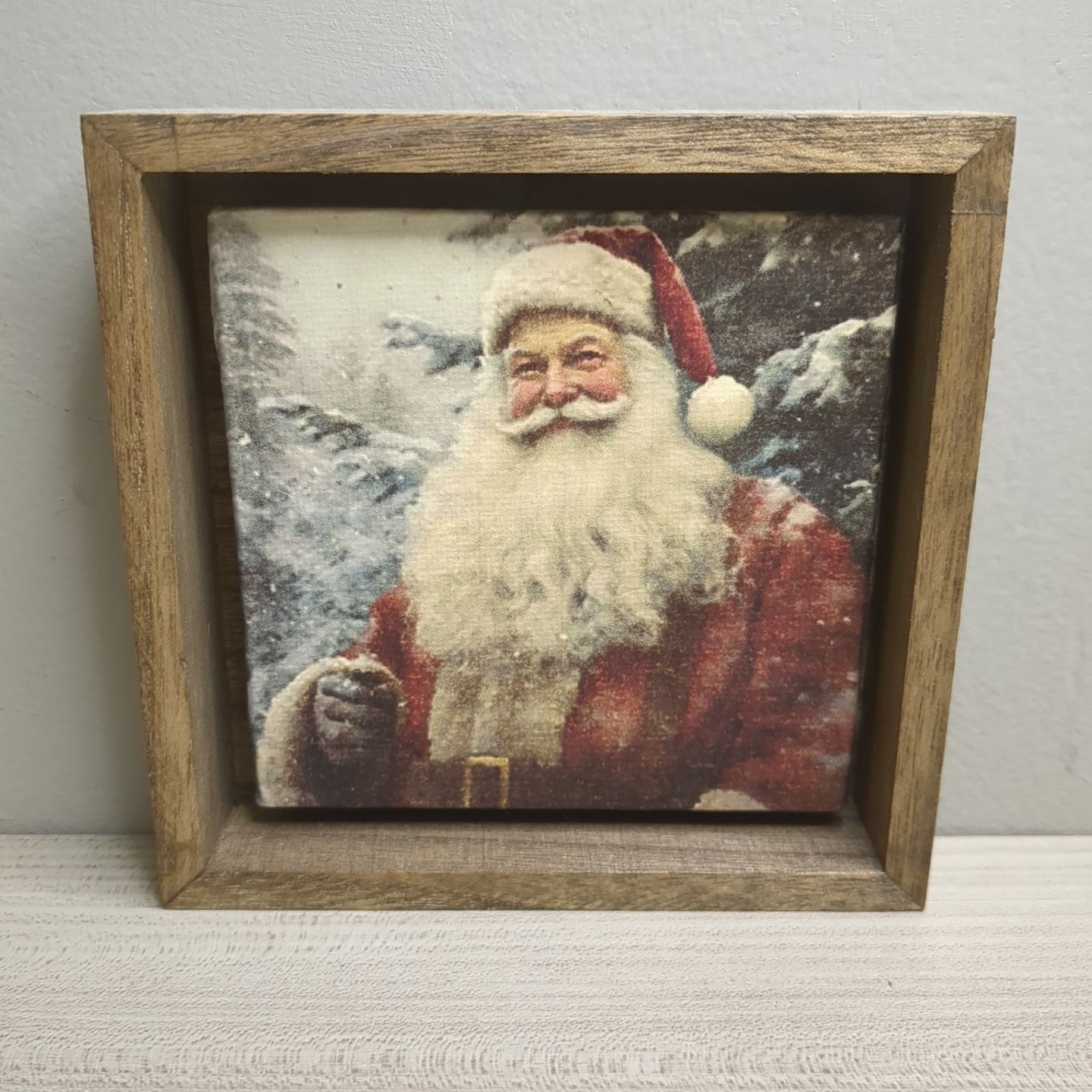 Christmas Winter Art Print Wall Decor Shelf Sitter - Santa