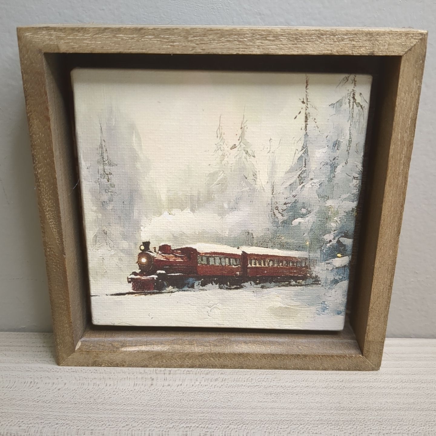 Christmas Winter Art Print Wall Decor Shelf Sitter - Winter Train