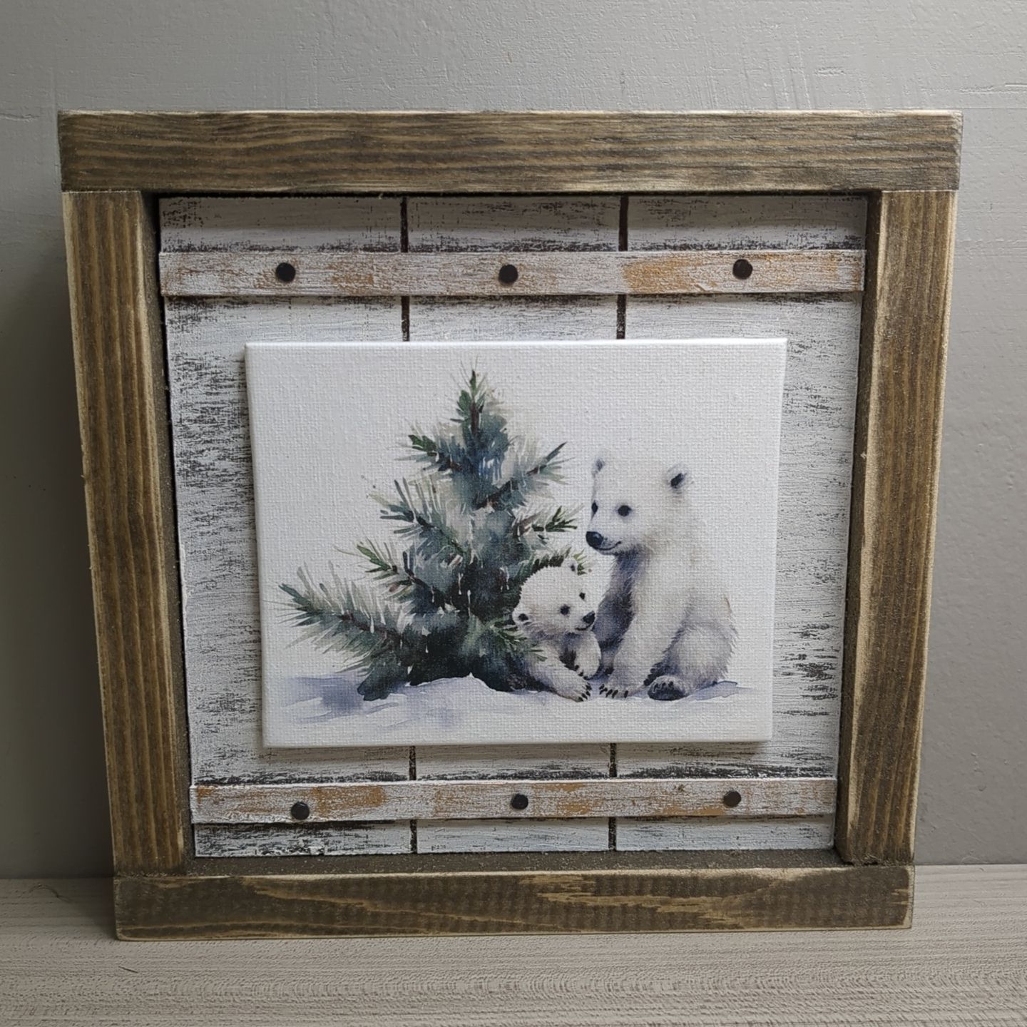 Christmas Winter Art Print Shelf Sitter - Polar Bear