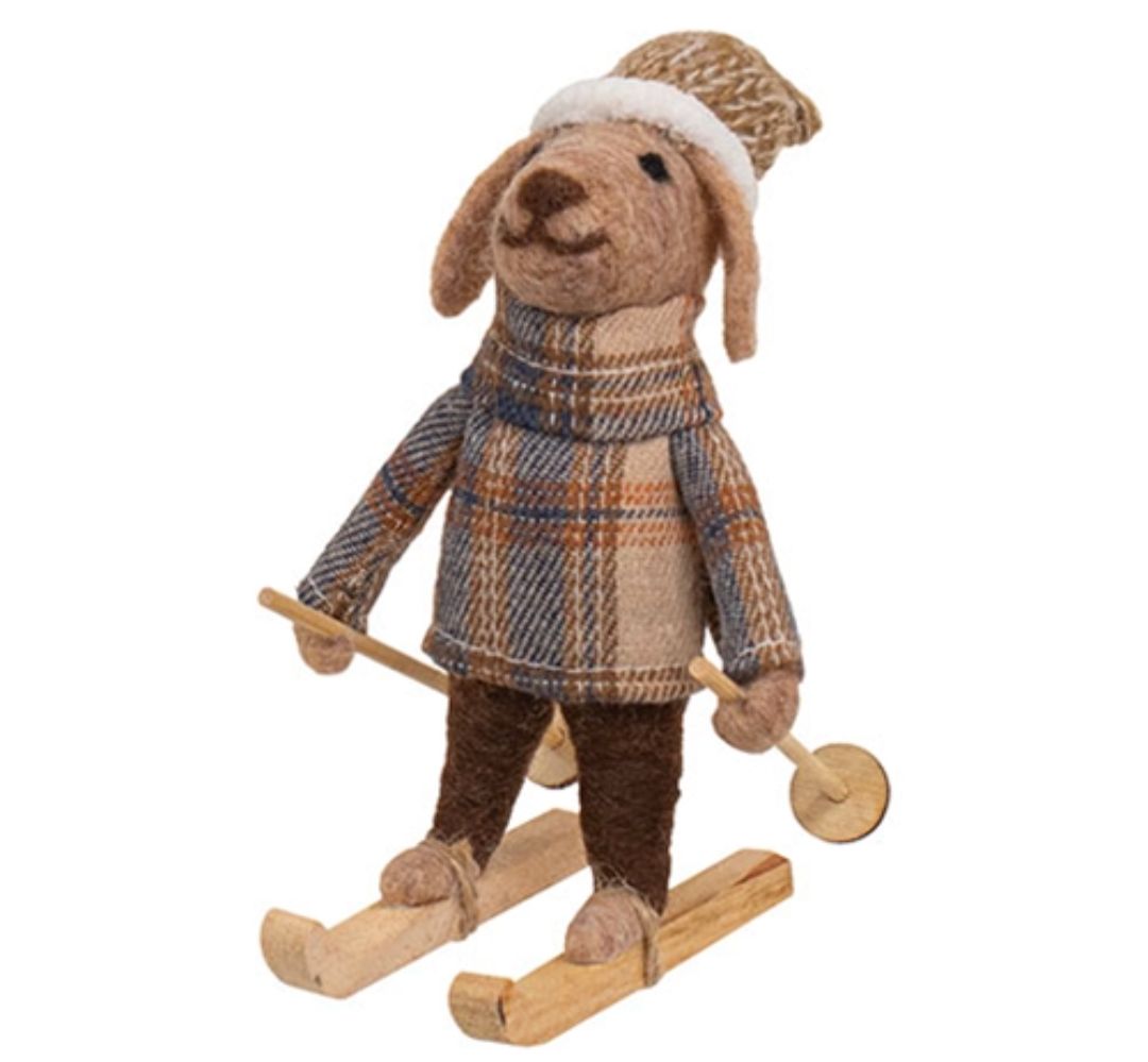 Ski Chalet Dog Felted Christmas Holiday Ornament