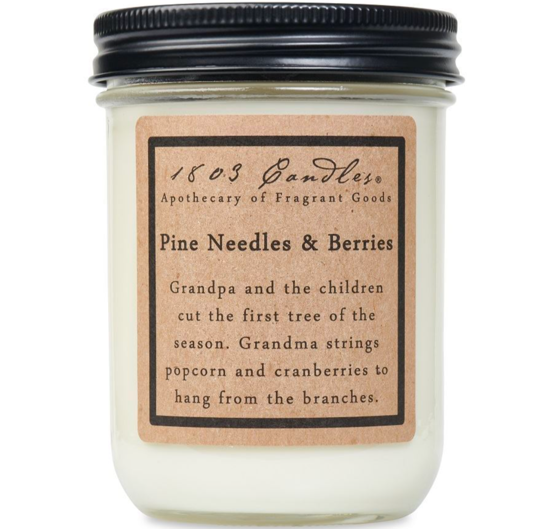 1803 Soy Candle - Pine Needles &amp; Berries - 14oz.