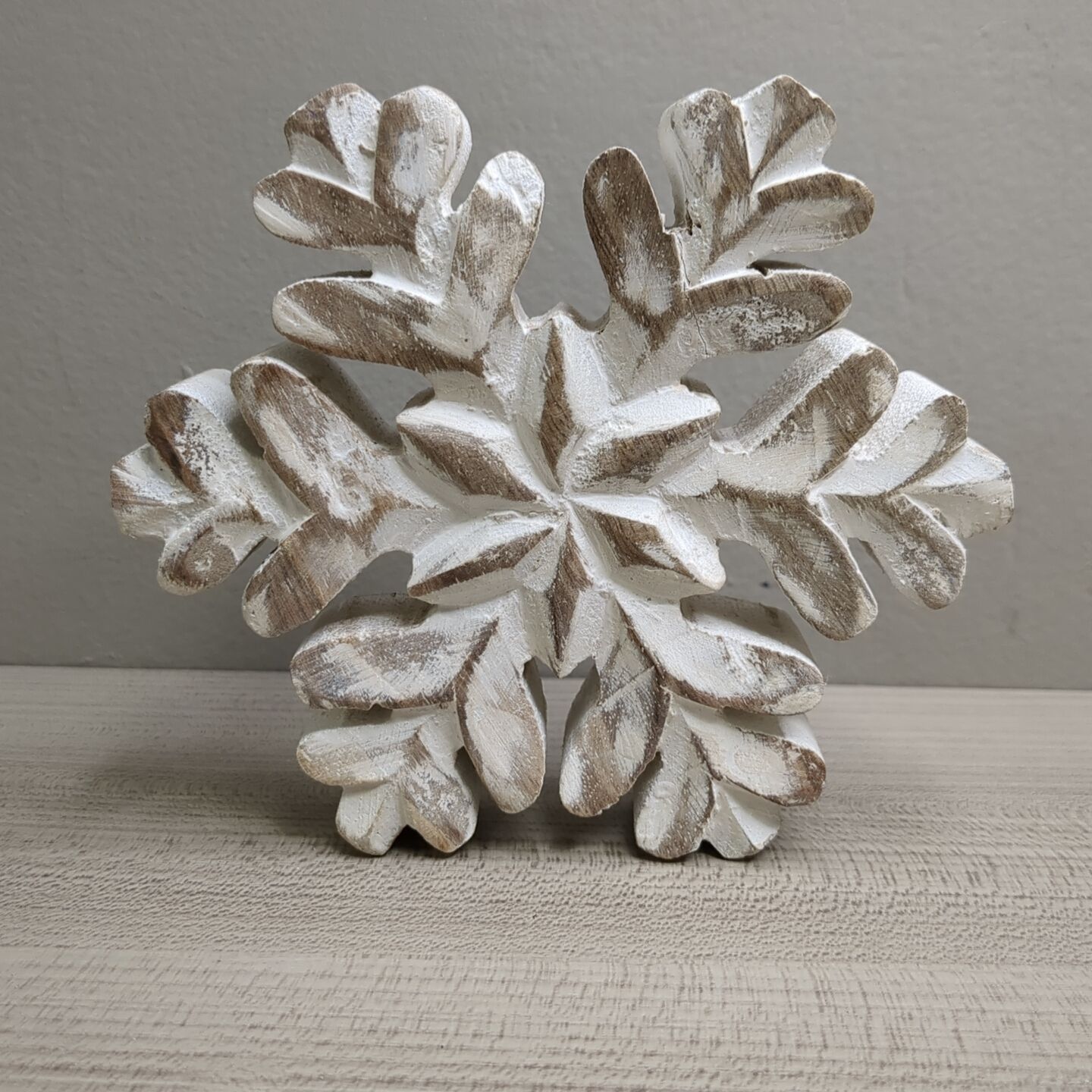 Wooden White Snowflake Decor Shelf Sitter Christmas Winter
