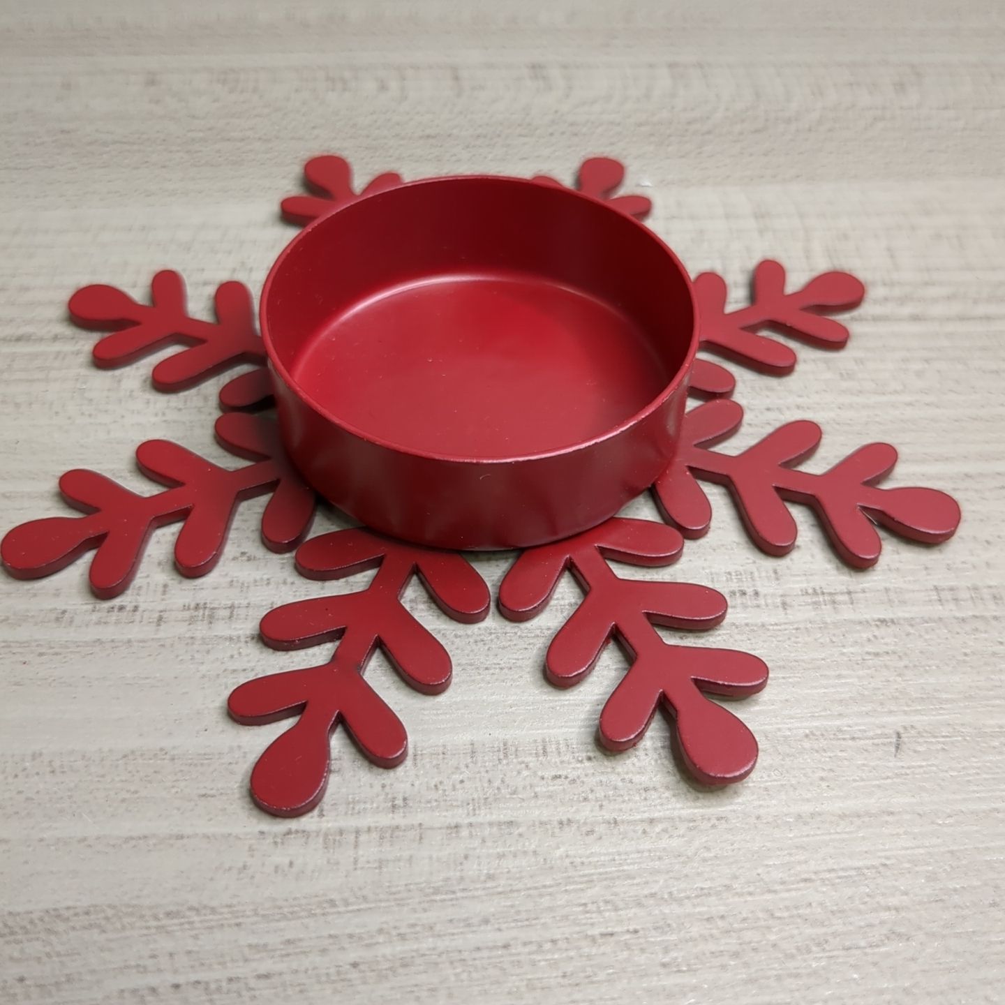 Red Snowflake Tealight Votive Candle Holder Christmas