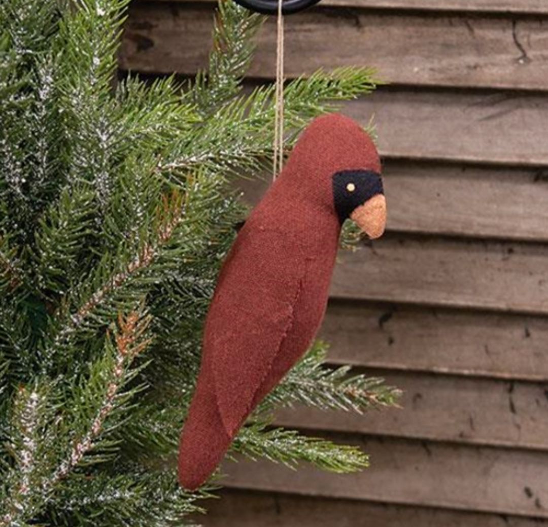 Stuffed Primitive Cardinal Ornament