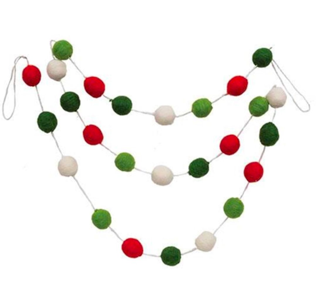 70&quot; Felted Wool Holiday Garland