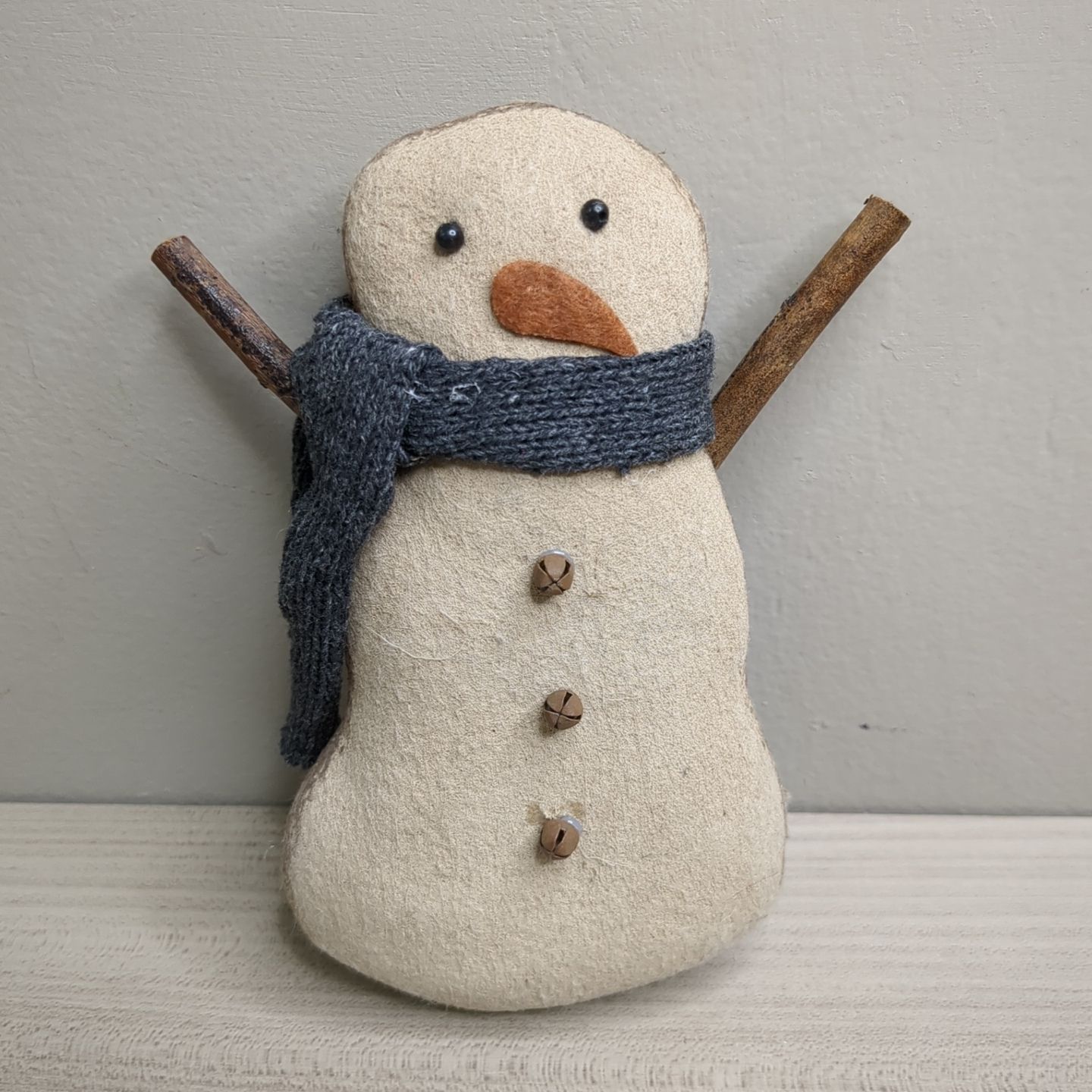 Stiffened Fabric Jingle Bell Primitive Snowman