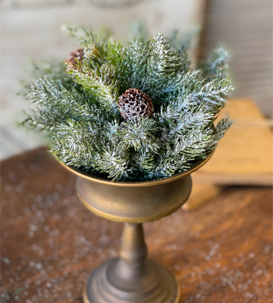 8&quot; Frosted White Spruce Half Sphere