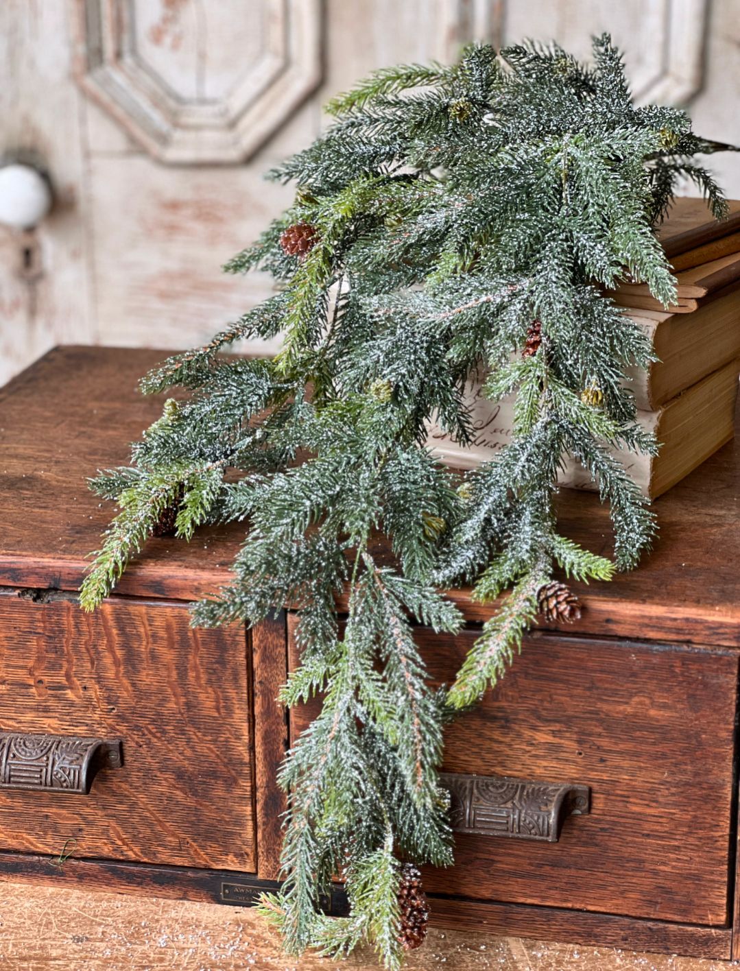 34&quot; Frosted White Spruce Hanging Floral Pick