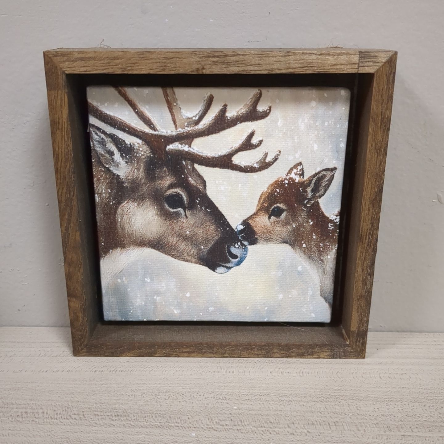Christmas Winter Art Print Wall Decor Shelf Sitter - Reindeer