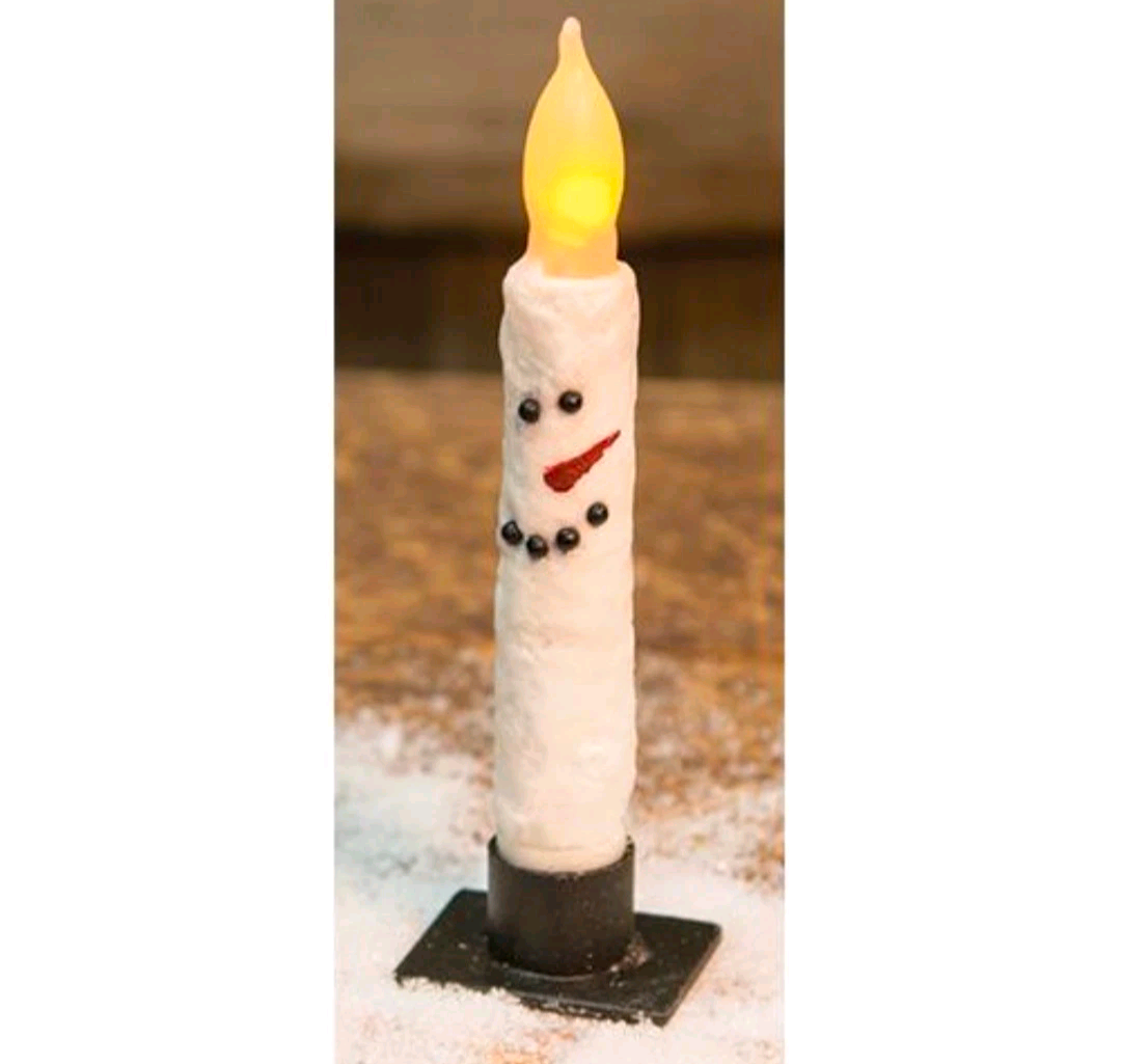 Textured Snowman Timer Taper Candle