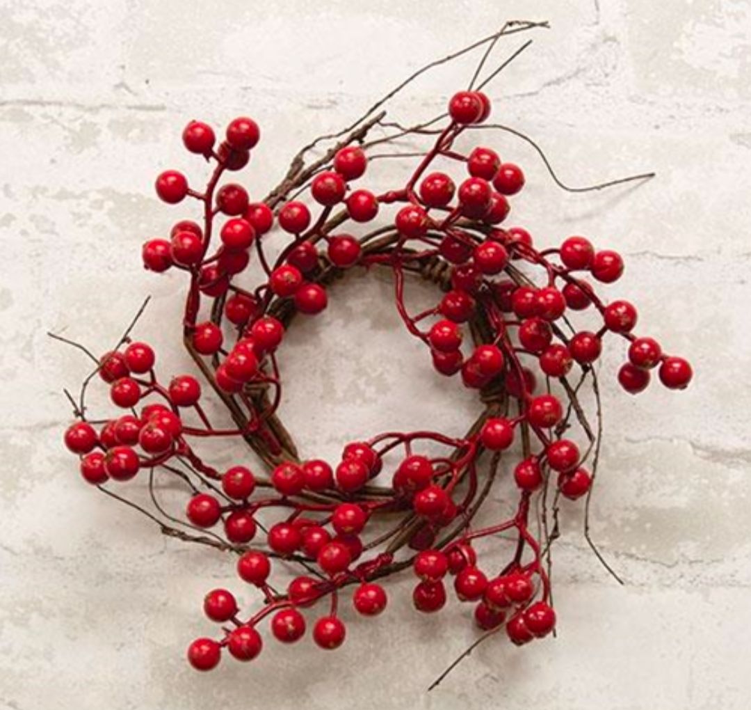 3-1/2" Red Ash Berry &amp; Twig Candle Ring