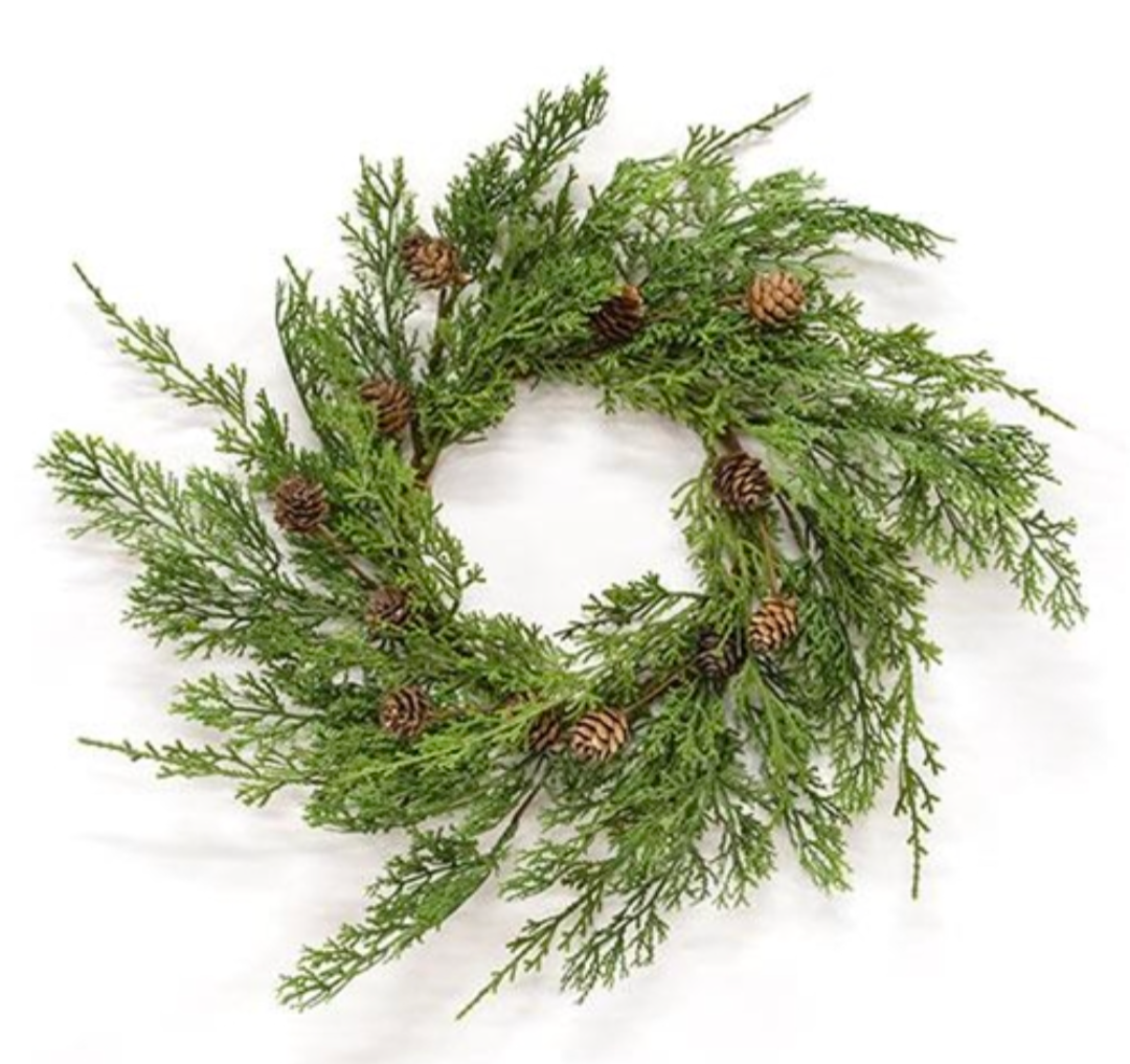 6-1/2" Western Cedar &amp; Pinecone Candle Ring