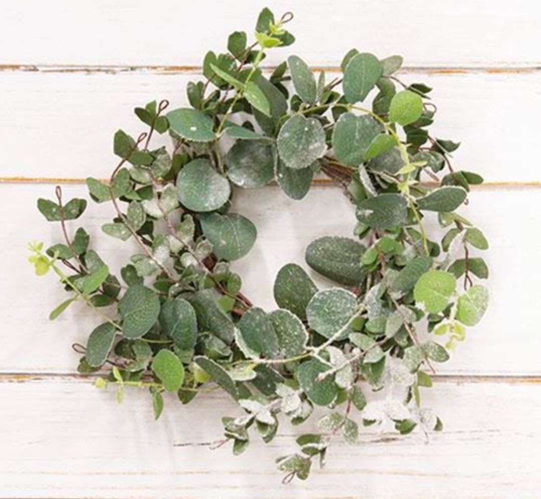 4-1/2" Snowy Eucalyptus Candle Ring