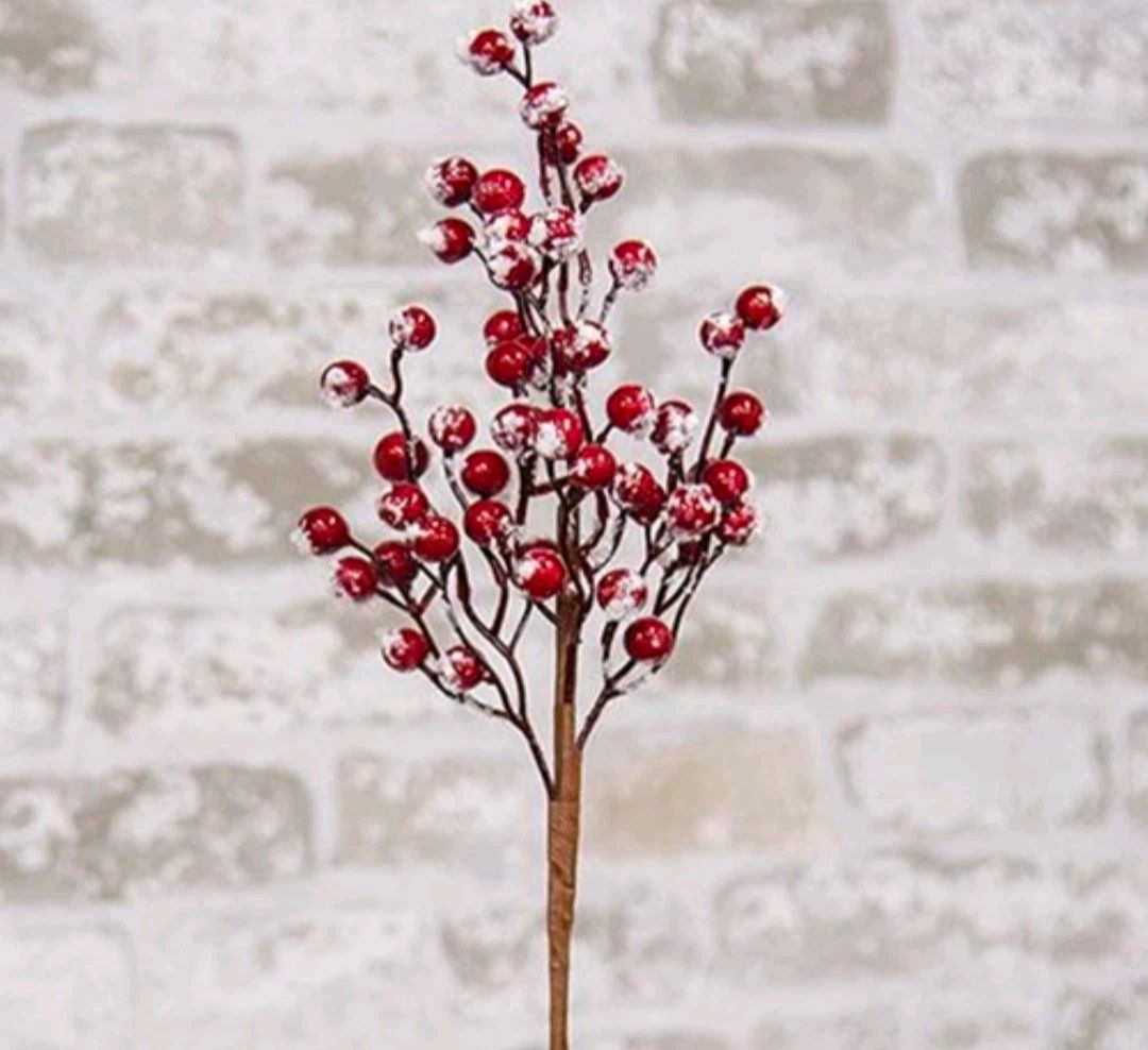 16" Snowy Red Berry Floral Pick