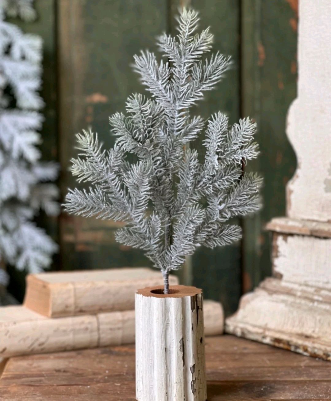 20" Snowy Sitka Spruce Floral Pick Decor