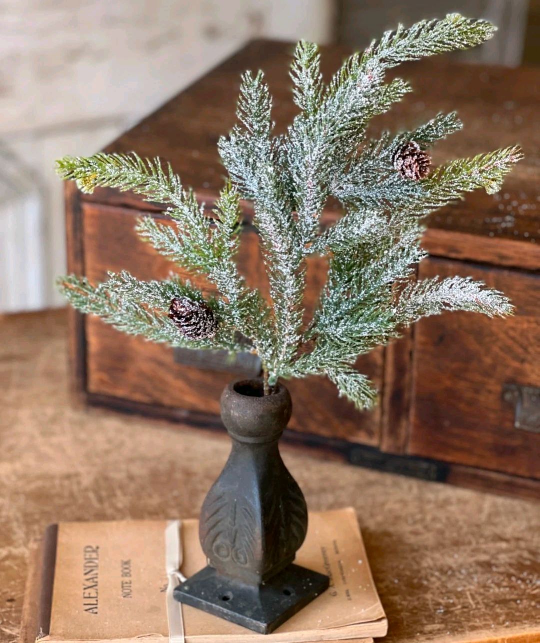 16" Frosted White Spruce Floral Pick