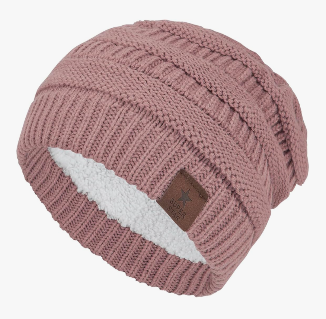 Women's Fleece Lined Beanie Winter Hat - Pink