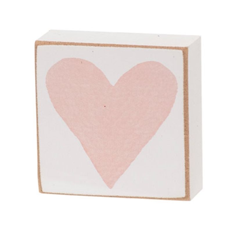Watercolor Valentine Heart Shelf Sitter Decor - Blush