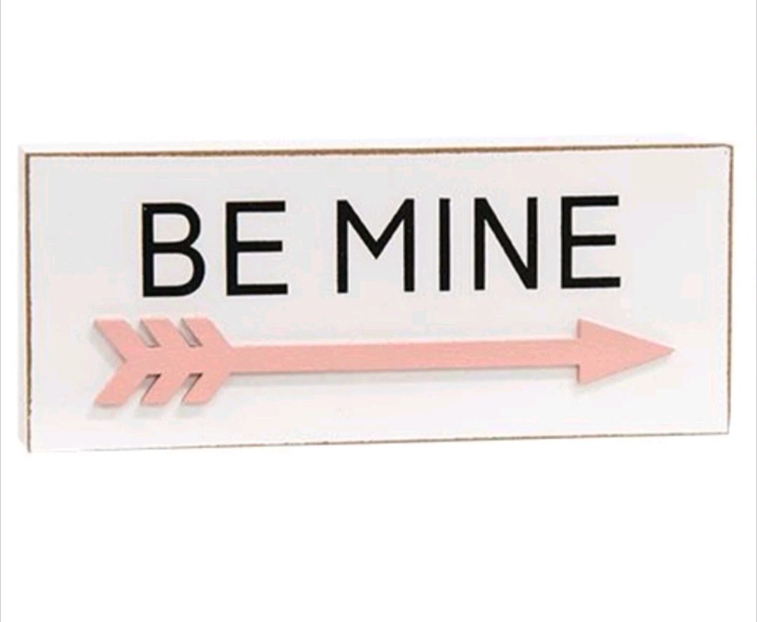 Be Mine Arrow Block Valentine Sign Decor