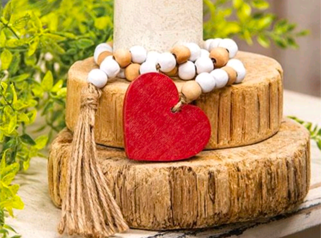 22-1/2" Red Heart Bead Garland