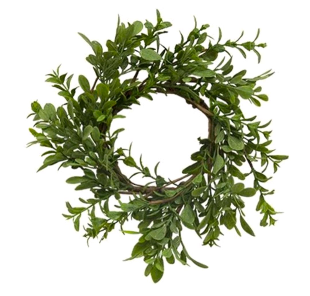 3-1/2" Heritage Boxwood Candle Ring Wreath Decor Accent