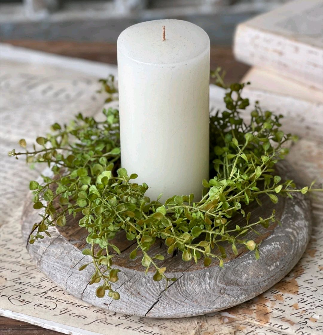 3-1/2" Light Green Peppergrass Baby's Grass Candle Ring Floral Decor Wreath