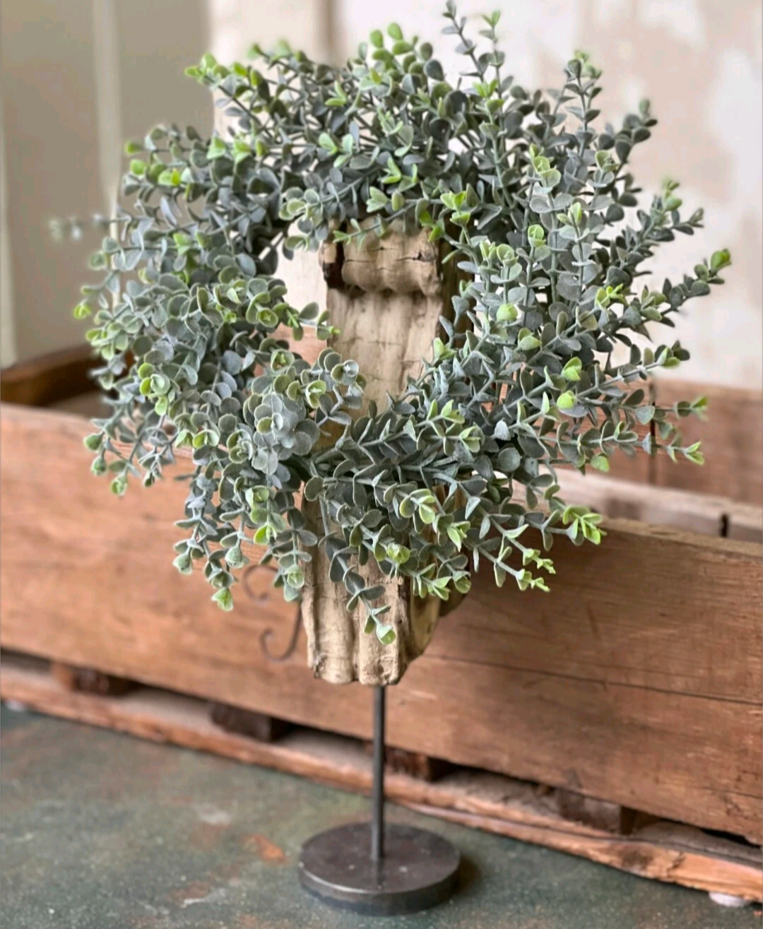 6" Shade Envy Eucalyptus Candle Ring Wreath Decor Accent