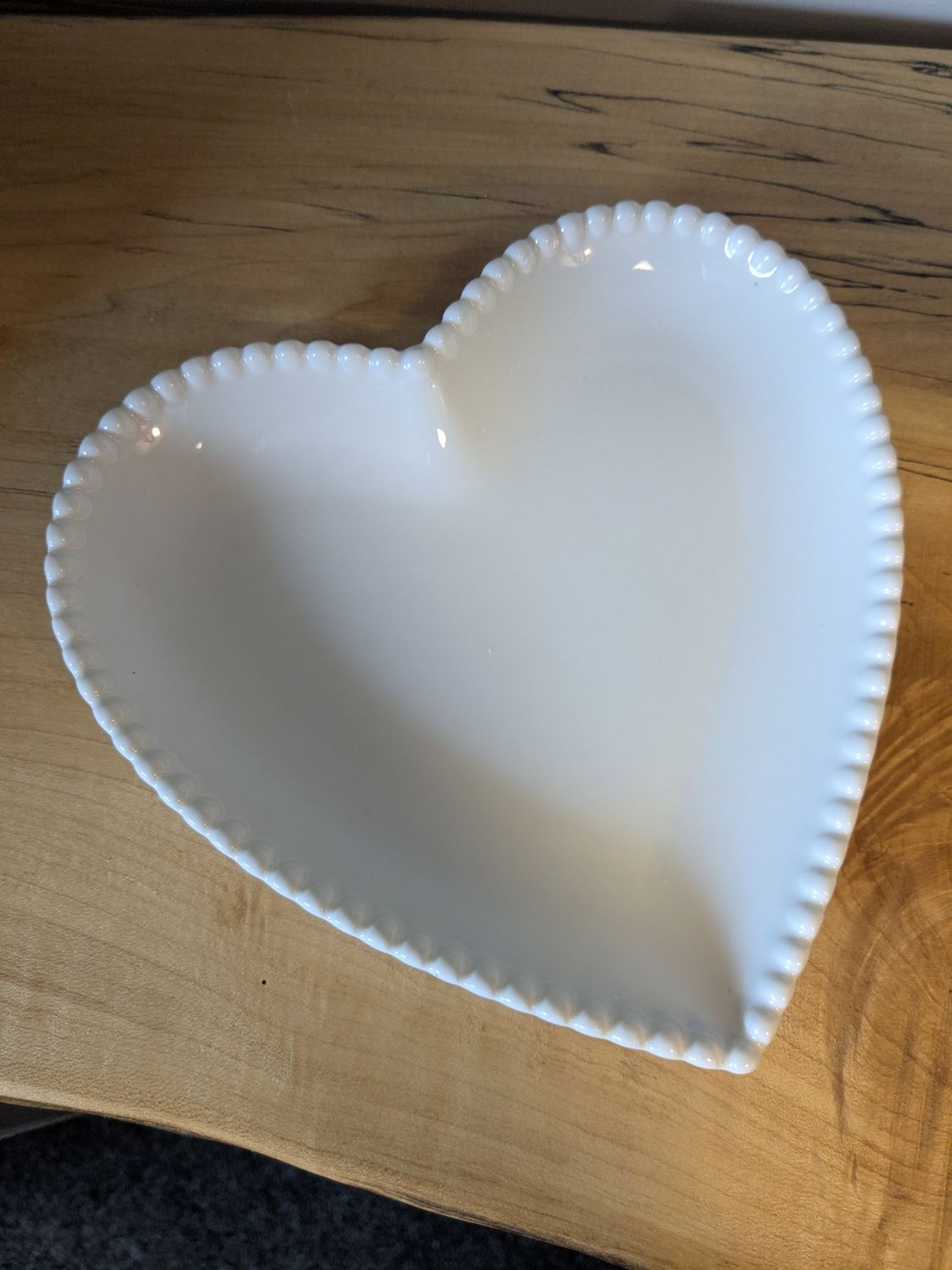 6" Porcelain Ceramic Heart Dish Tray Decor - White