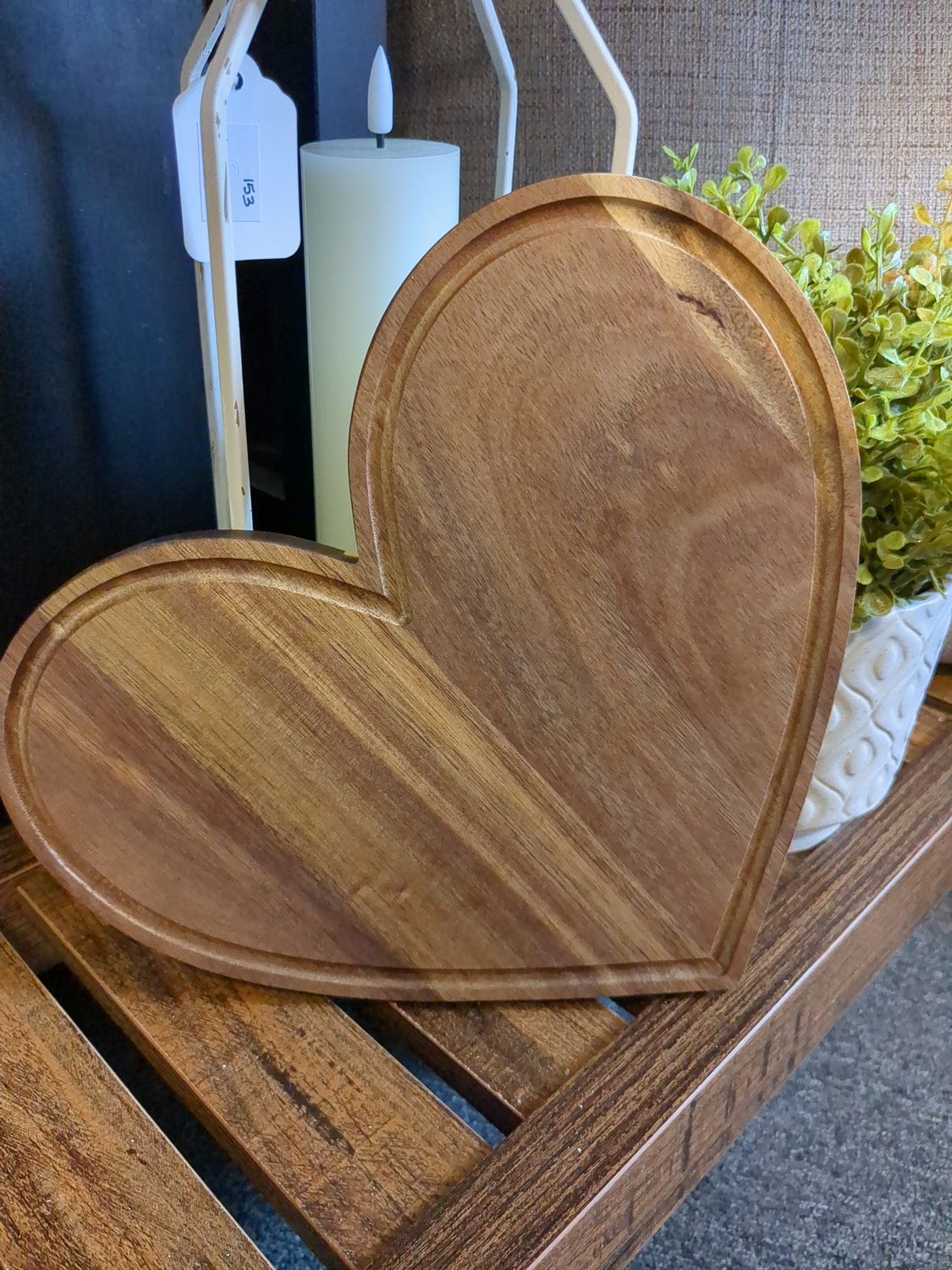 11" Wooden Decorative Heart Cutting Board Tray Decor