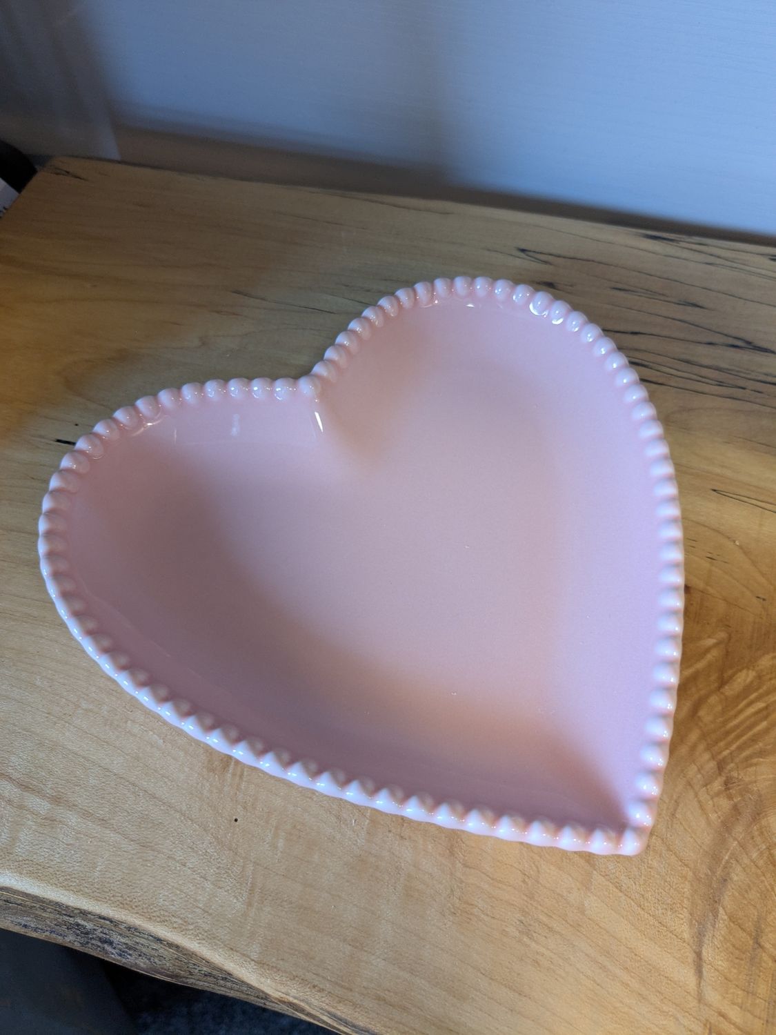6" Porcelain Ceramic Heart Dish Tray Decor - Pink