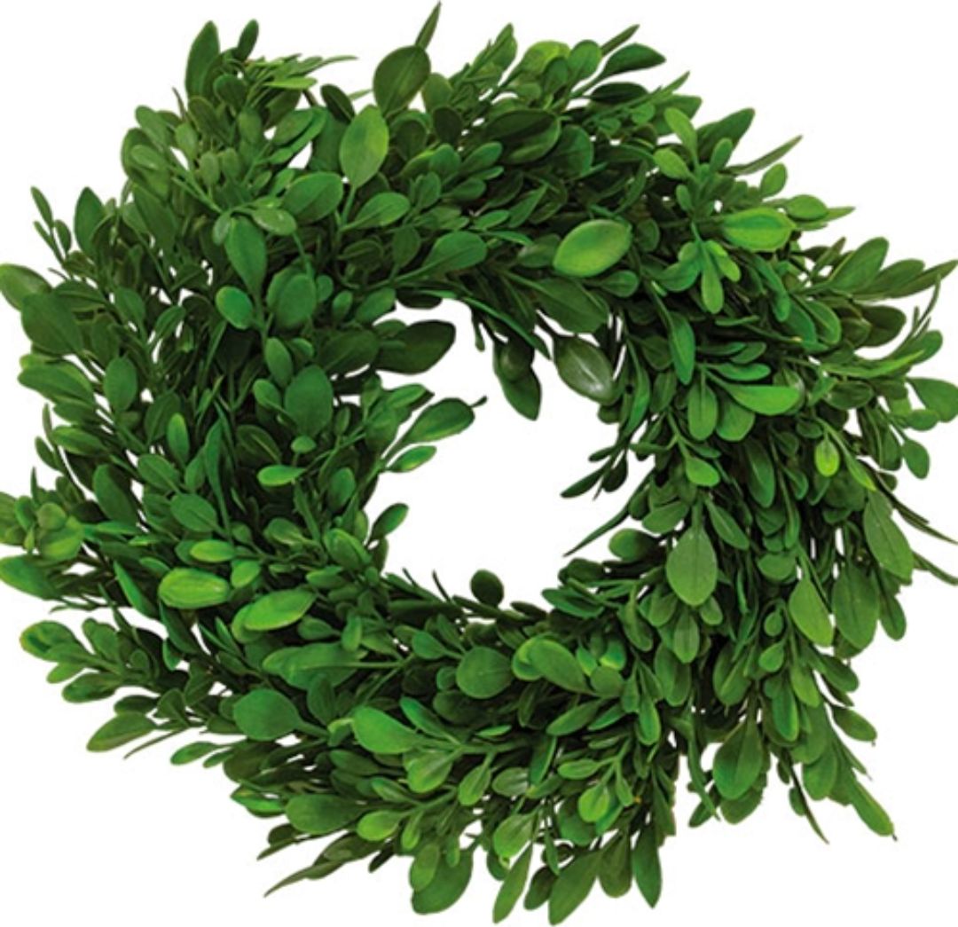 4" Evergreen Boxwood Candle Ring Wreath