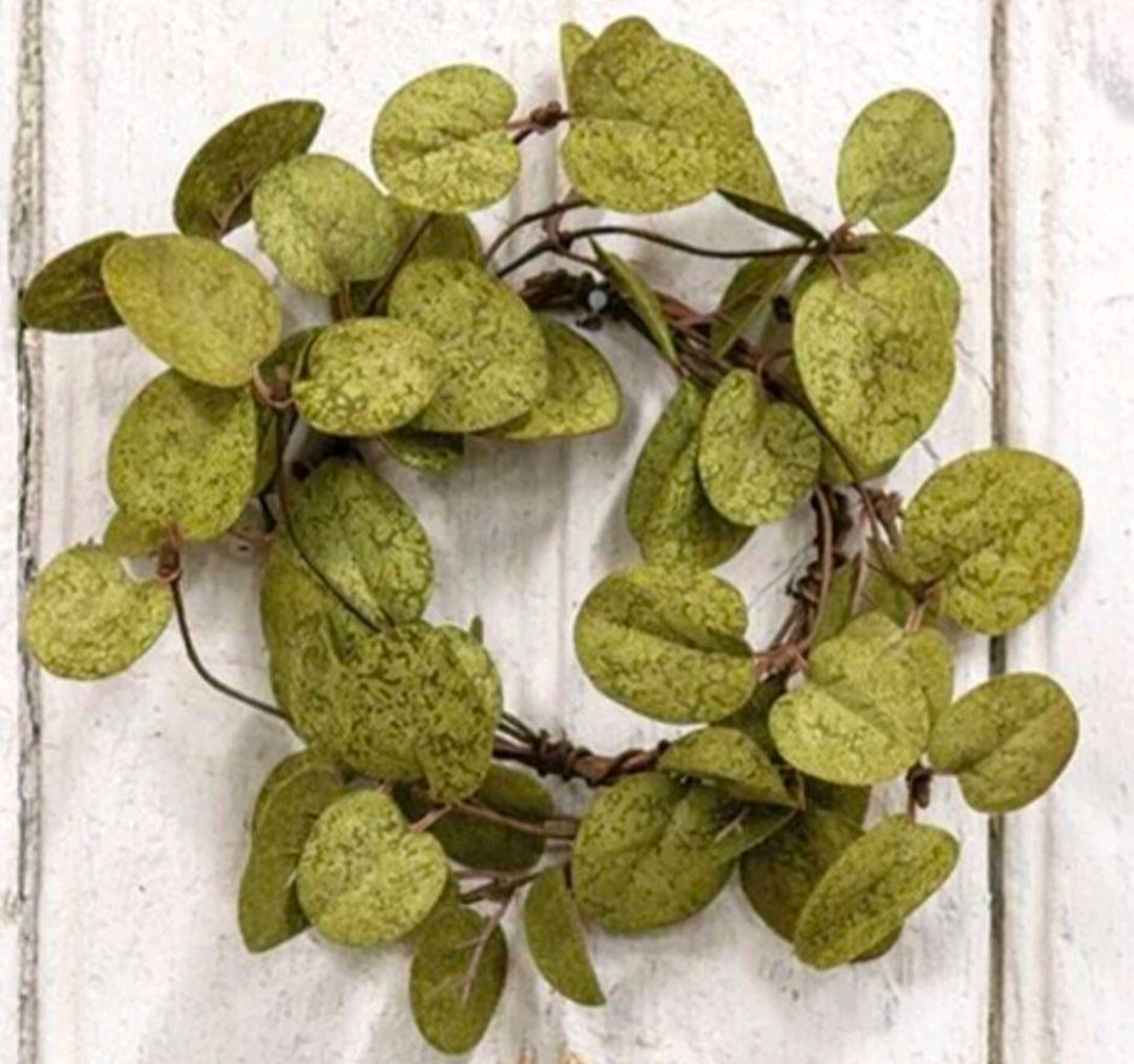 3-1/2" Dark Green Penny Leaf Candle Ring Decor Accent