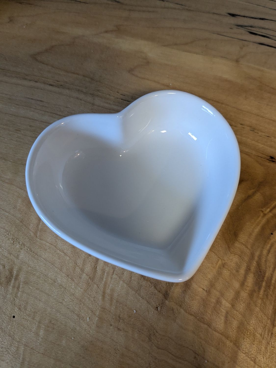 Mini Porcelain Ceramic Heart Trinket Dish Tray - White