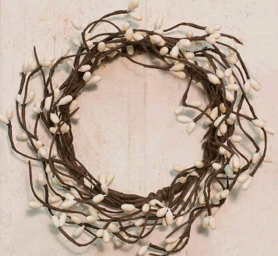 3-1/2" Ivory Pipberry Candle Ring Wreath Decor Accent