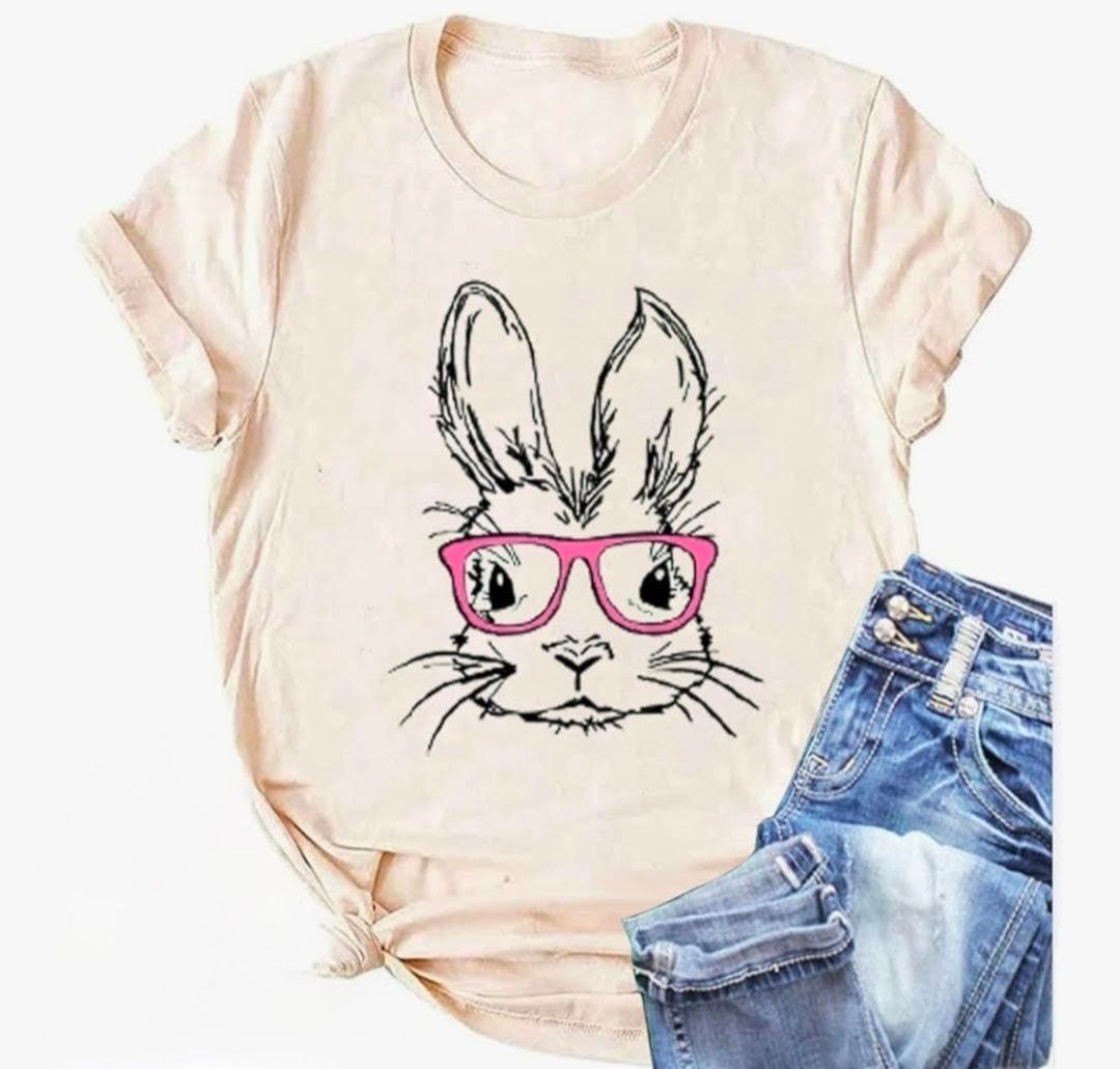 Graphic Tee Easter Bunny with Glasses