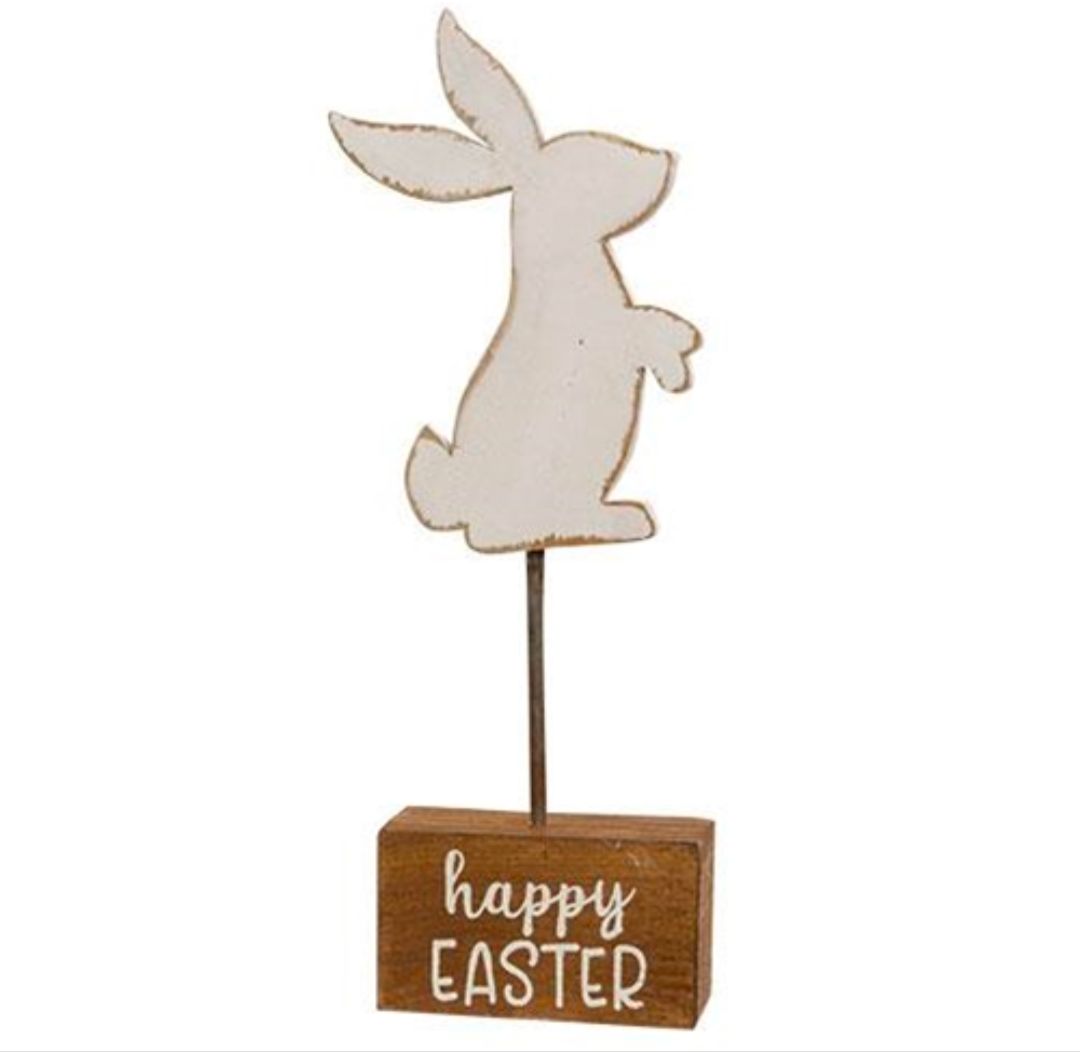Happy Easter Bunny Pedestal Decor