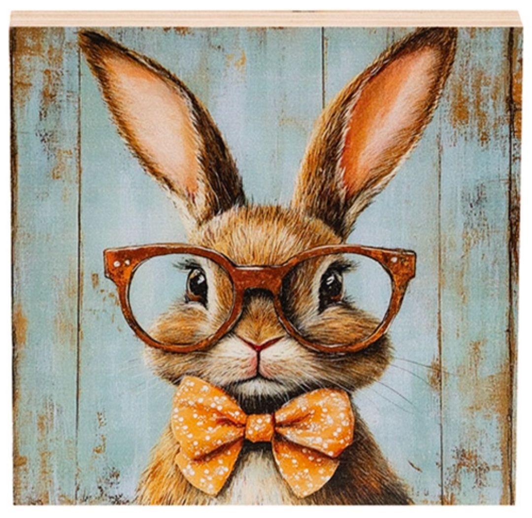 Bunny In Red Specs Block