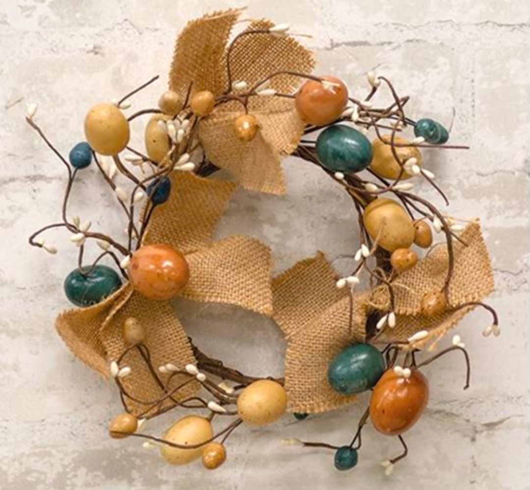 3-1/2" Egg, Pip &amp; Burlap Candle Ring
