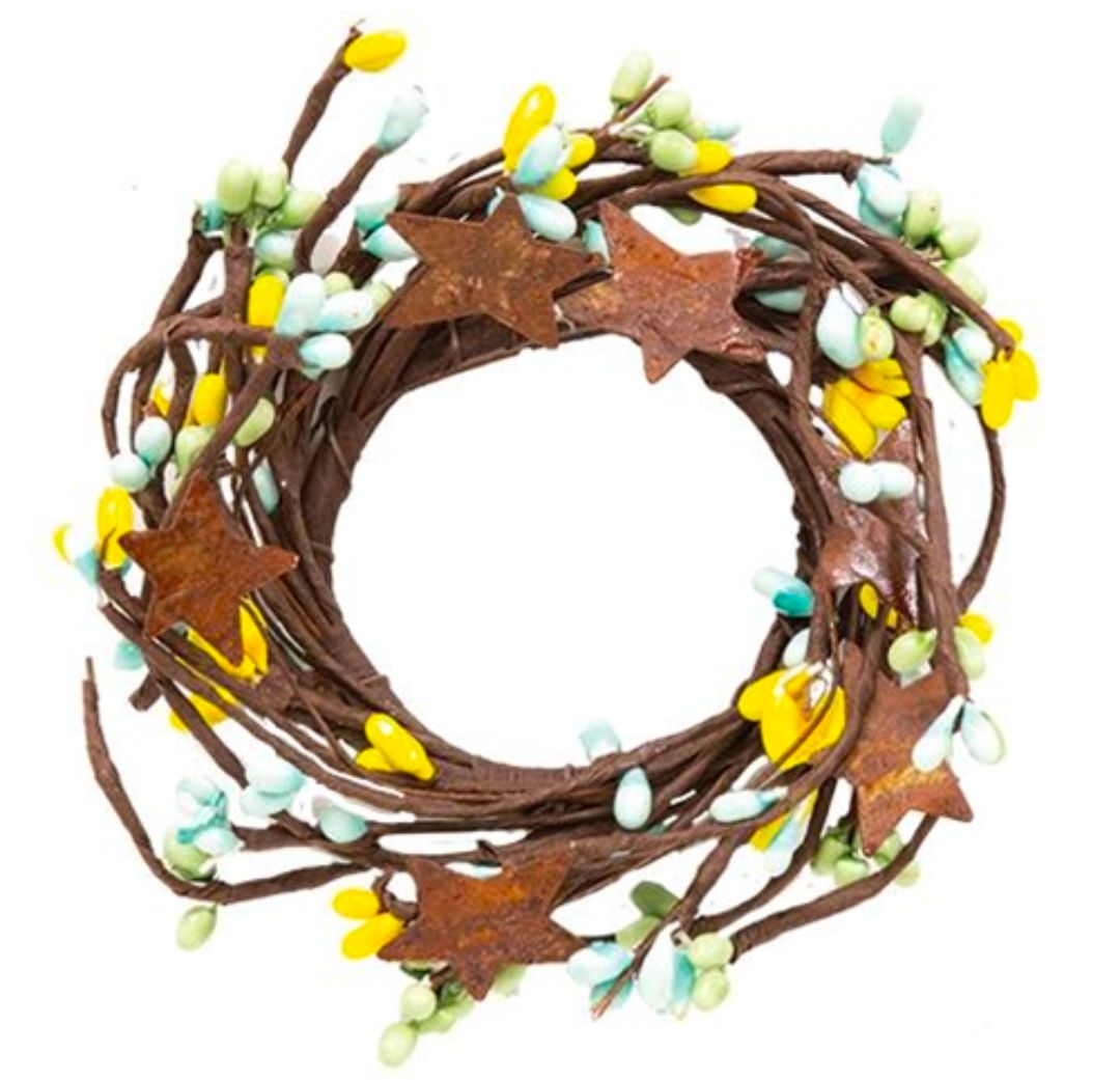 2" Pip Berry Ring With Stars Candle Ring, Spring Mix