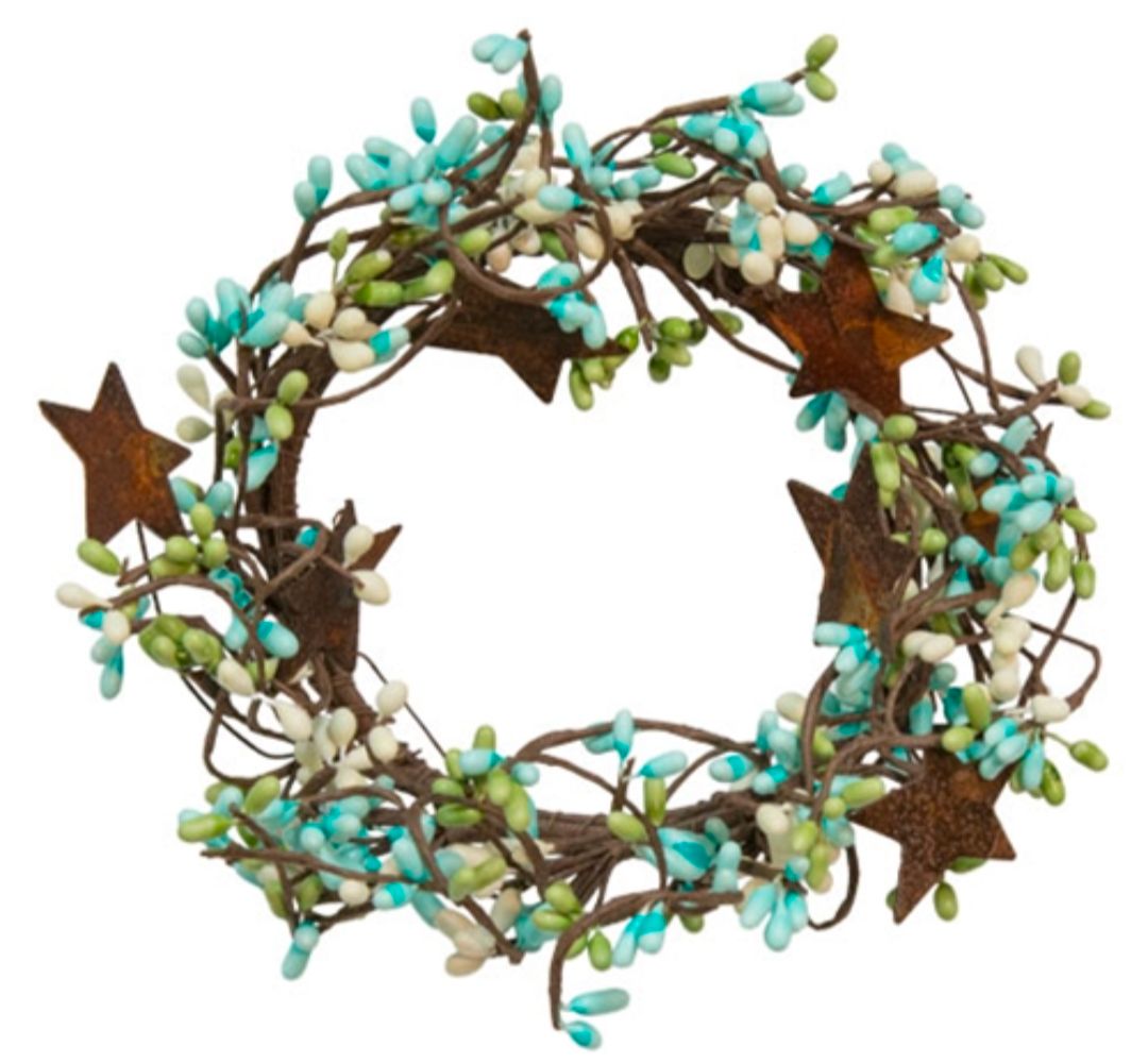 2" Pip Berry Ring With Rusty Stars, Seabreeze