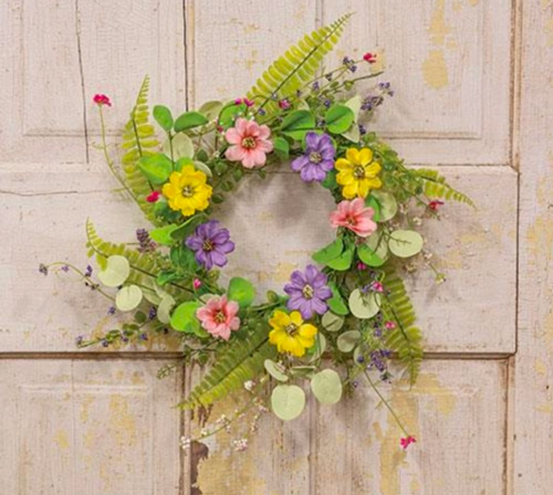 6-1/2" Spring Mix Blossoms Candle Ring Wreath Decor
