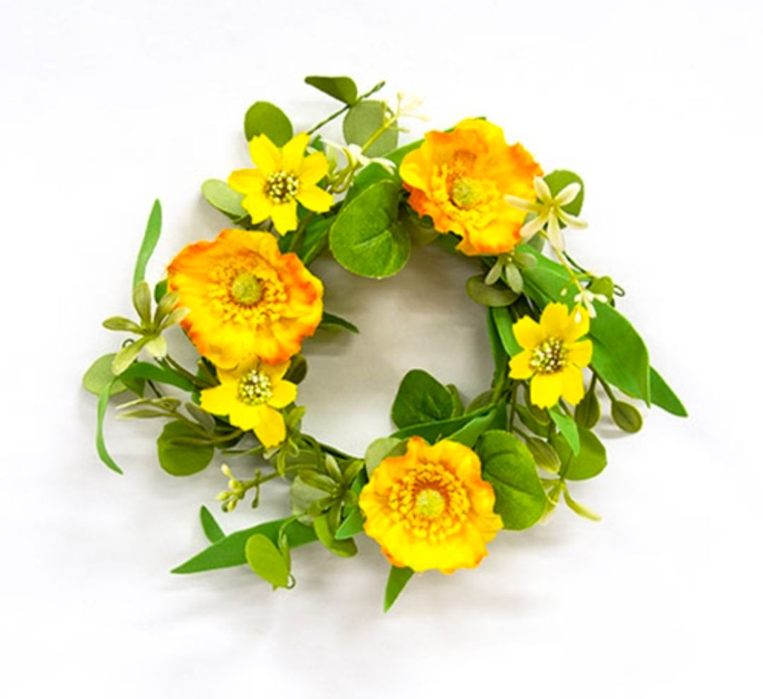 3-1/2" Yellow Poppy &amp; Wildflower Candle Ring