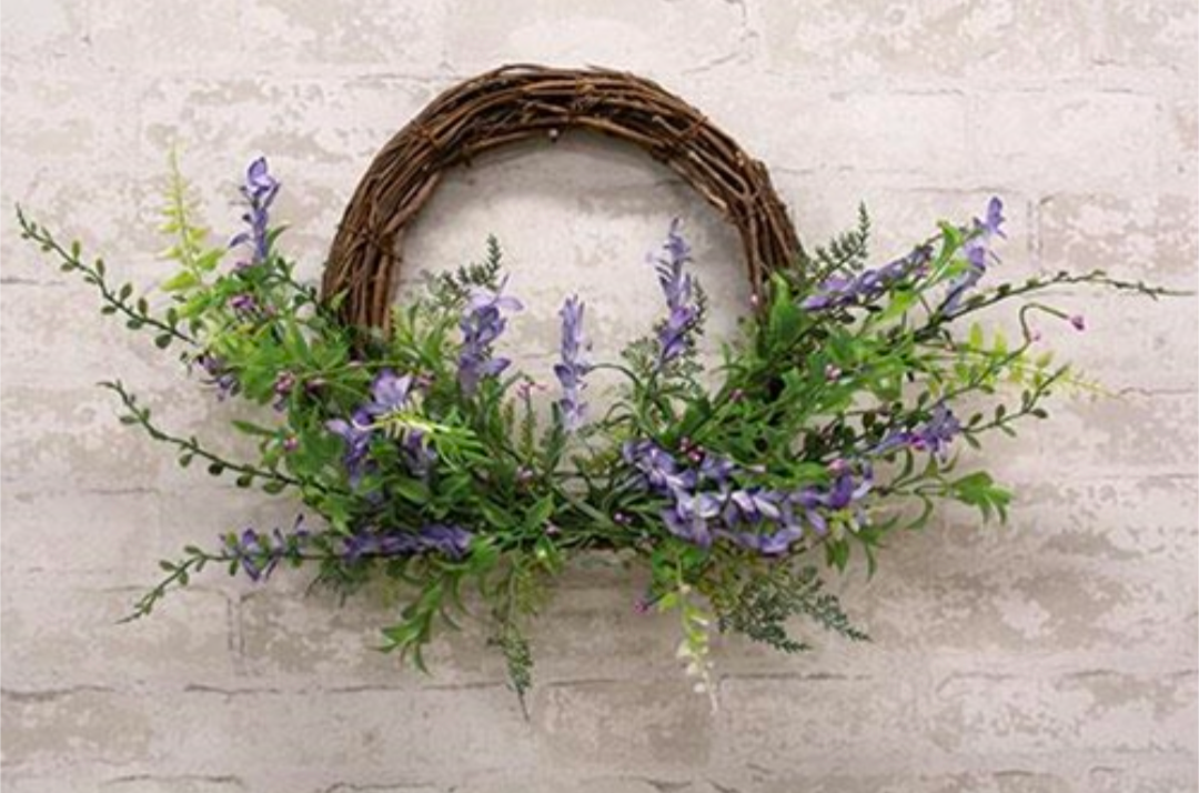 18" Lakeside Iris &amp; Twig Half Wreath