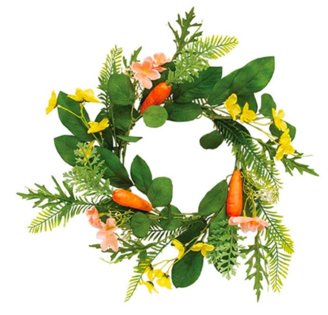 6-1/2" Spring Carrot Garden Candle Ring Wreath Decor