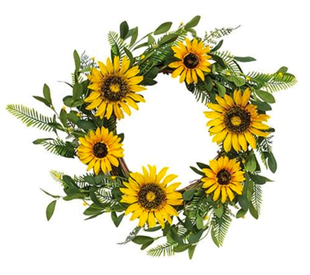 18" Black-Eyed Susan, Pip, &amp; Greens Twig Wreath