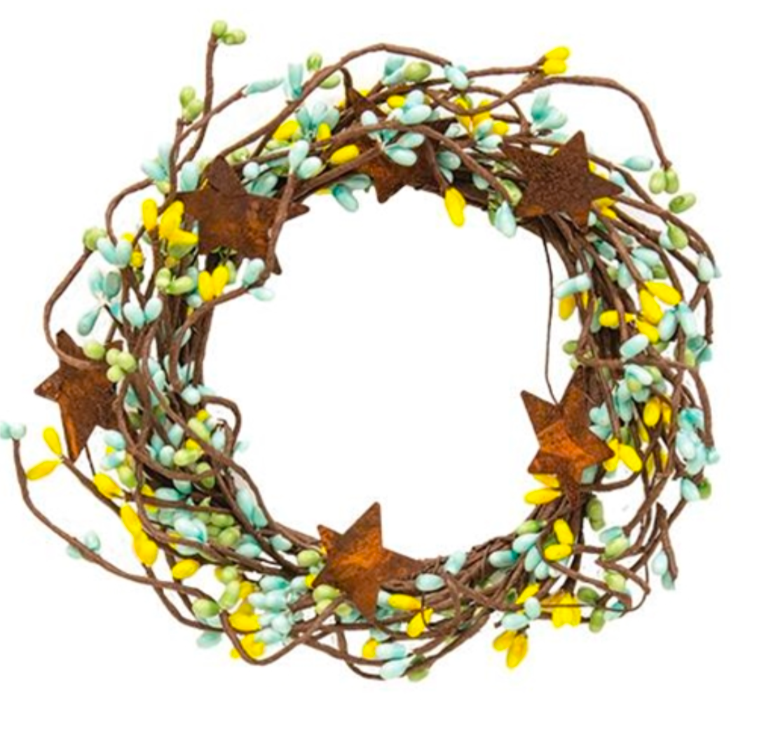 4" Pip Berry Ring With Stars Candle Ring, Spring Mix